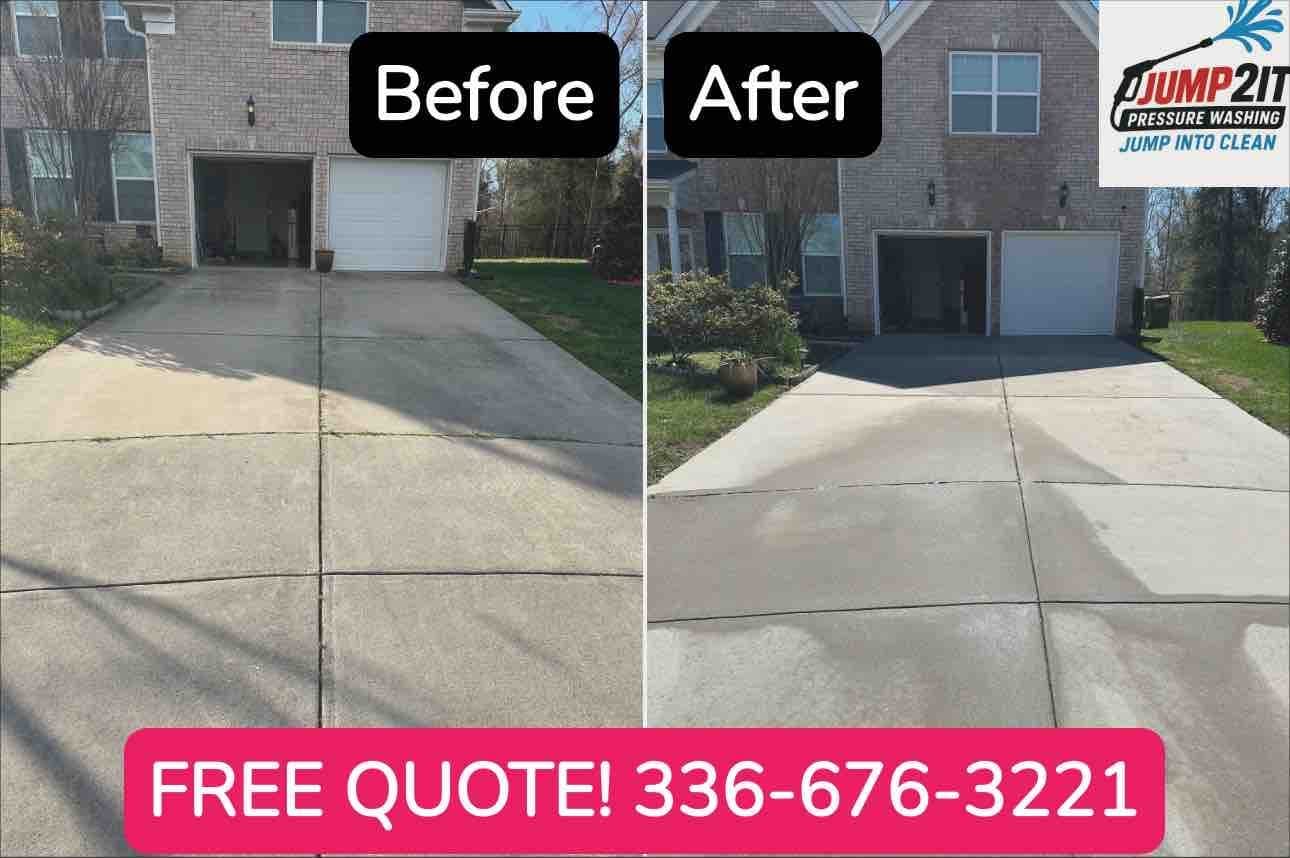 House soft washing transformation in Greensboro — before and after