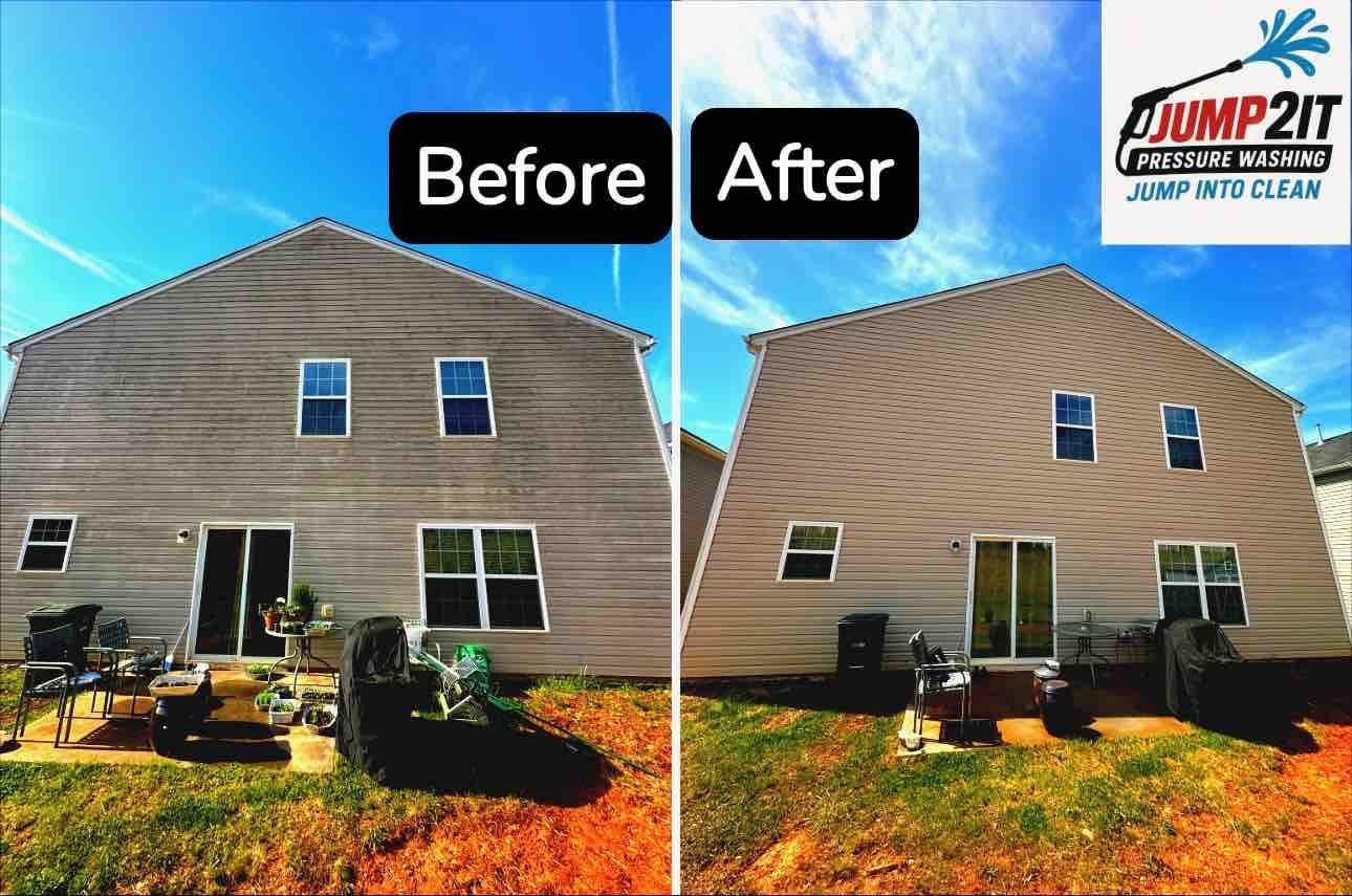 Real Jump 2 It house soft-wash result in Greensboro — before and after