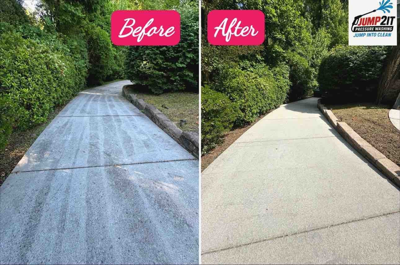 Driveway cleaning before and after in Greensboro, NC